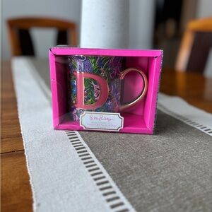 Lilly Pulitzer Pink and Gold Initial “D” Mug NIB